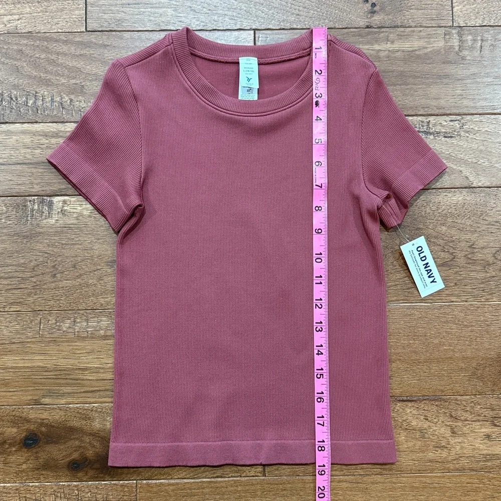Old Navy Girls Ribbed Crewneck Go Dry Short-Sleeve Shirt - Size L (10/12)